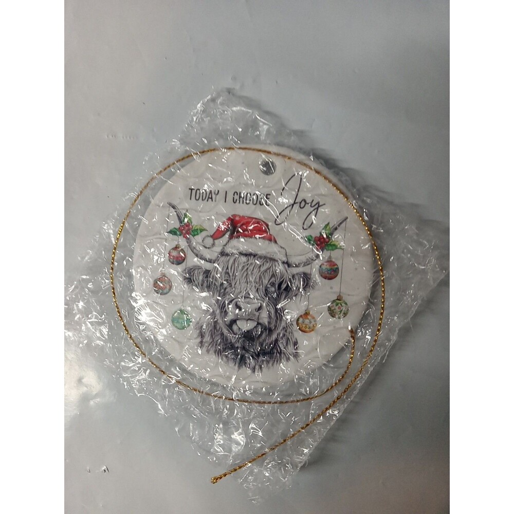 Highland Cow Ornament - Farmhouse Christmas Ornaments - Double-Sided Printed...